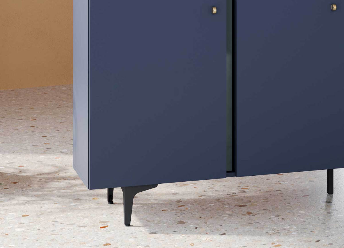 Meuble buffet bleu marine 3 portes 3 tiroirs