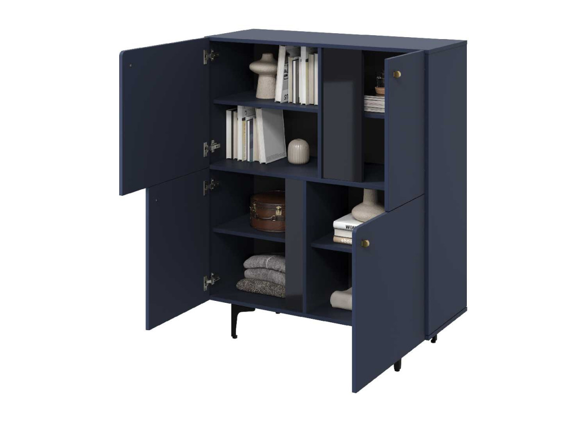 Commode haute bleue marine 4 portes