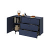 Buffet bleu marine 1 porte 3 tiroirs 138 cm