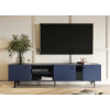 Meuble TV bleu marine 200 cm 3 portes 2 niches