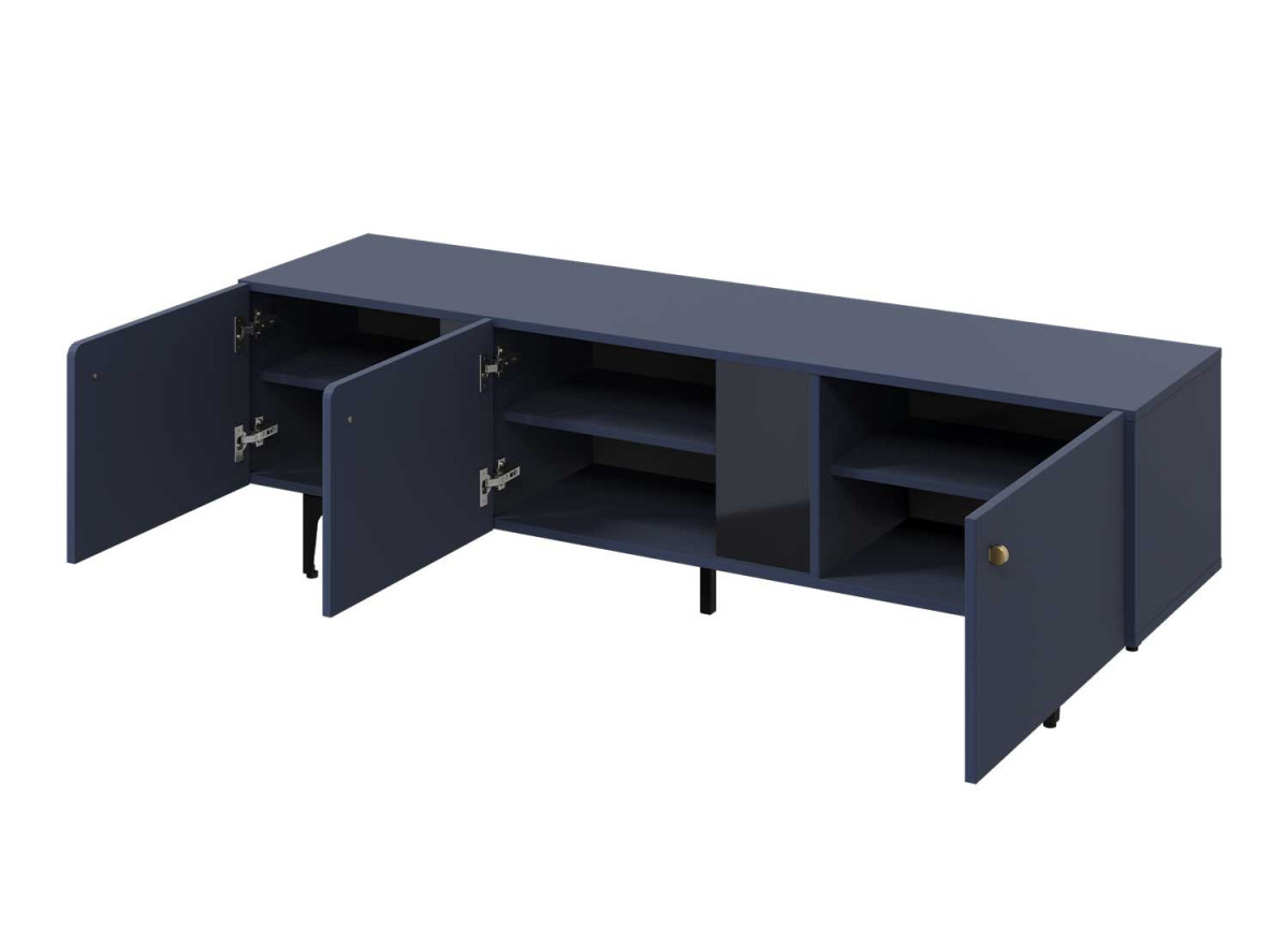 Meuble TV bleu marine 165 cm 3 portes