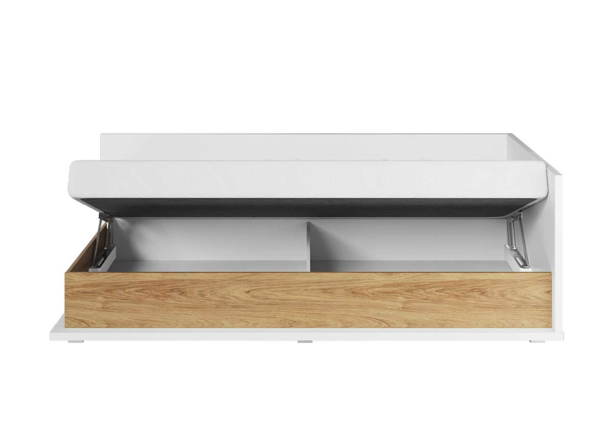 Lit coffre levage à droite 90x200 avec sommier et matelas