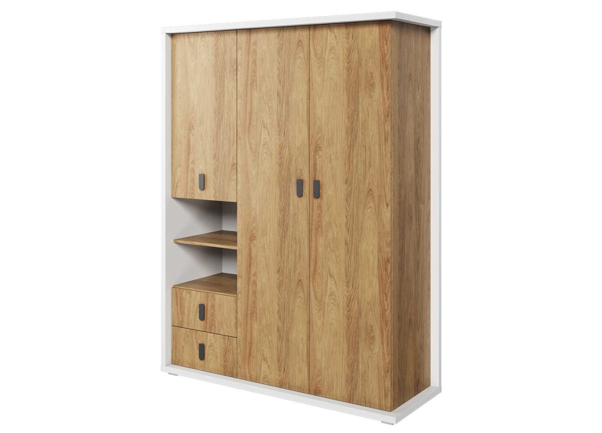 Grande armoire d'angle laquée blanche pour chambre adulte