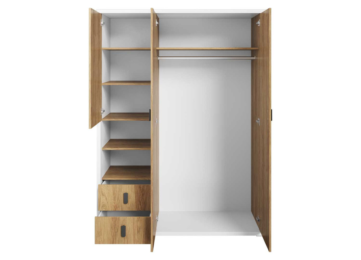 Grande armoire de chambre blanche et chêne