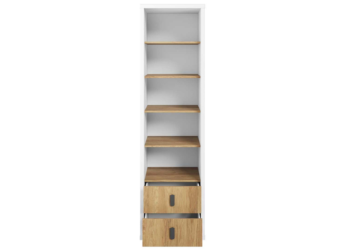 Bibliothèque étagère blanche et bois