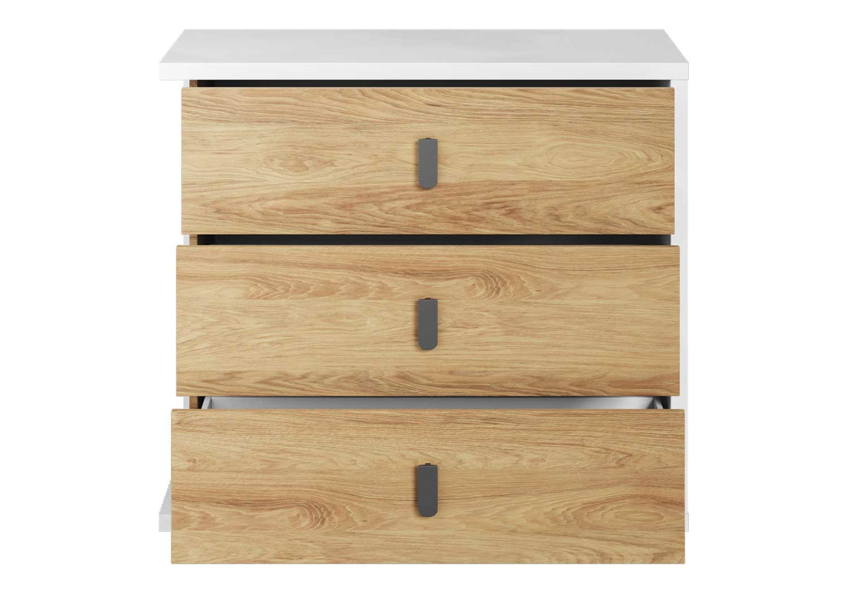 Commode à tiroirs blanche et bois