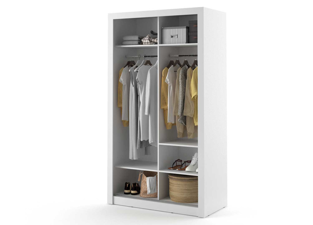 Armoire à porte coulissante et miroir blanche