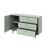 Buffet vert sauge 1 porte 3 tiroirs 138 cm