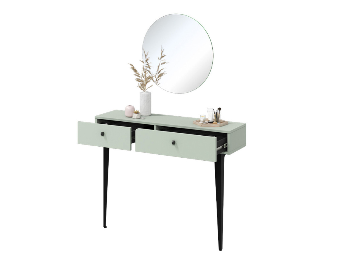 Console murale design vert sauge 2 tiroirs