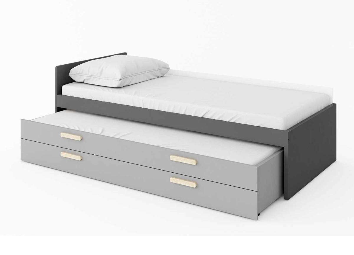 Lit 90x200 + tiroir-lit avec sommier et matelas