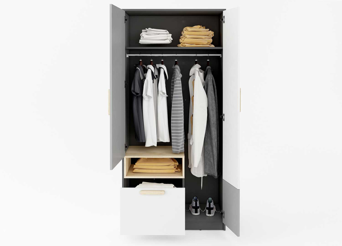 Armoire de chambre enfant 2 portes 1 tiroir