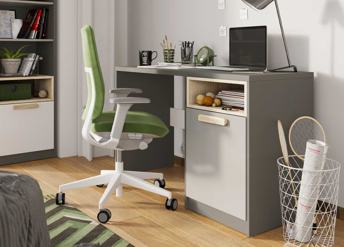 Bureau enfant gris graphite et gris clair