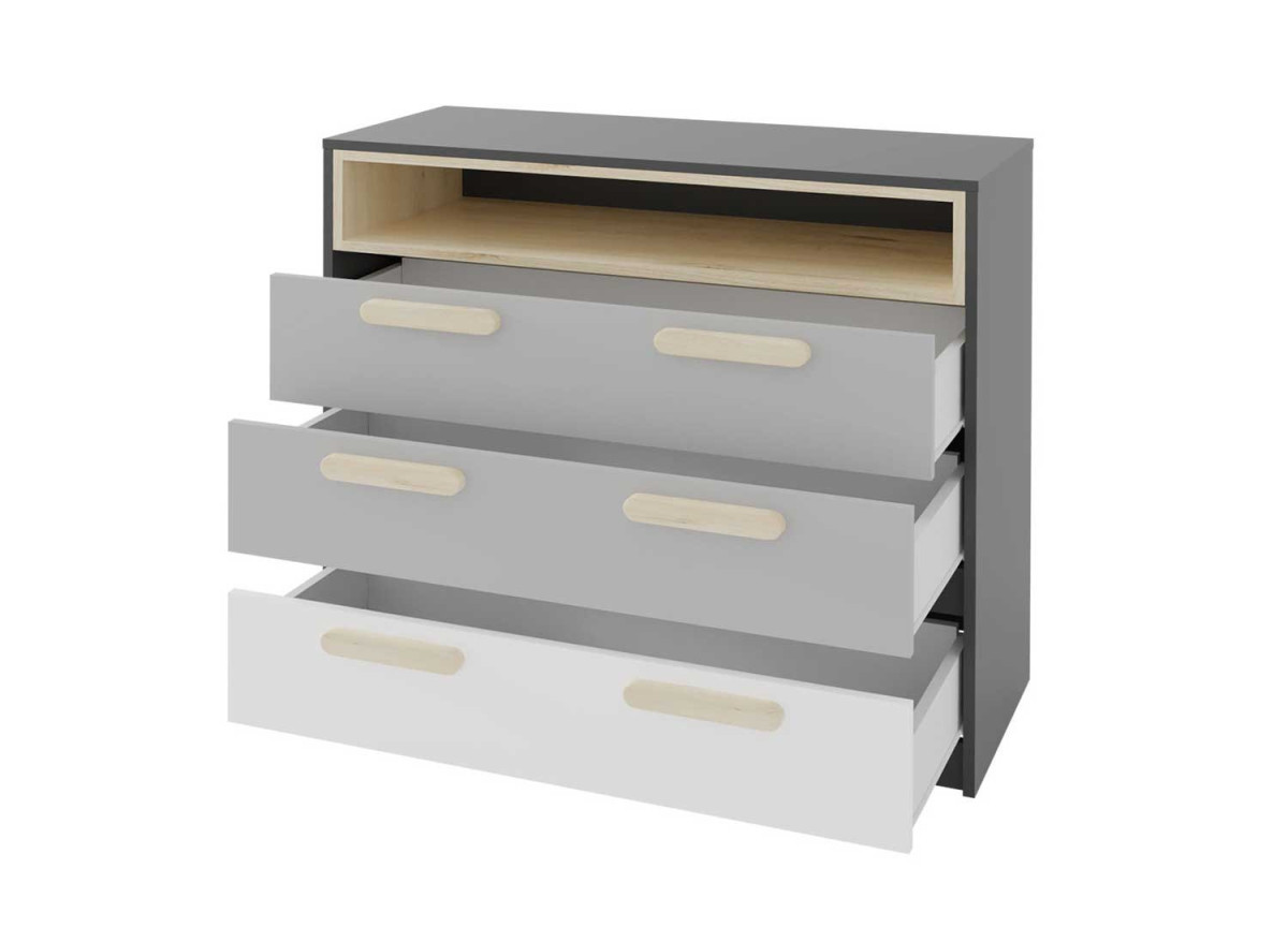 Commode de chambre 3 tiroirs 1 niche
