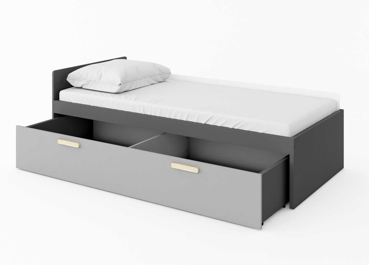 Lit simple 90x200 avec tiroir de rangement