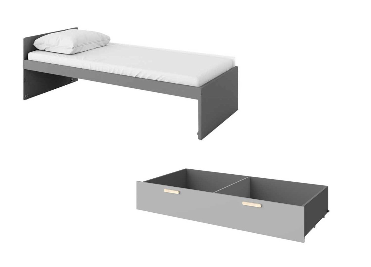 Lit simple 90x200 avec tiroir de rangement