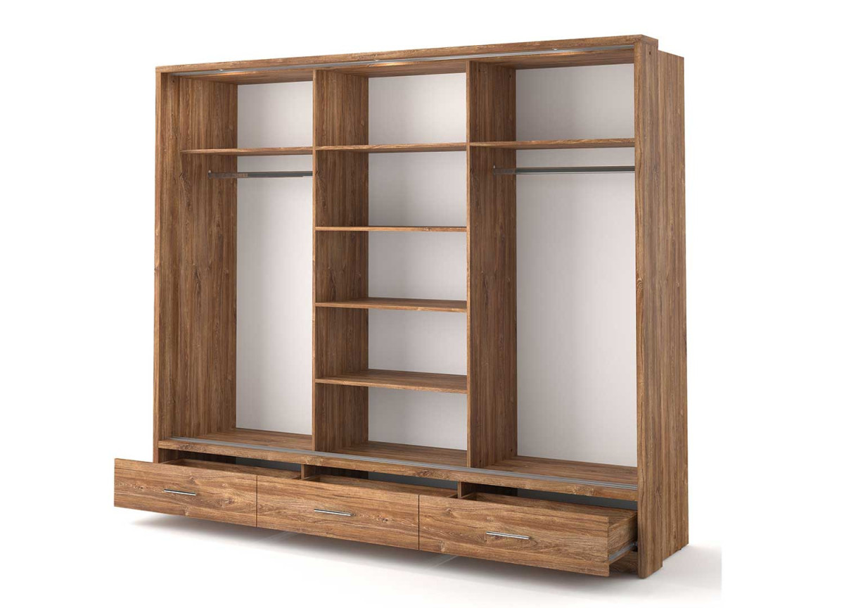 Grande armoire Chêne Stirling coulissante avec miroir