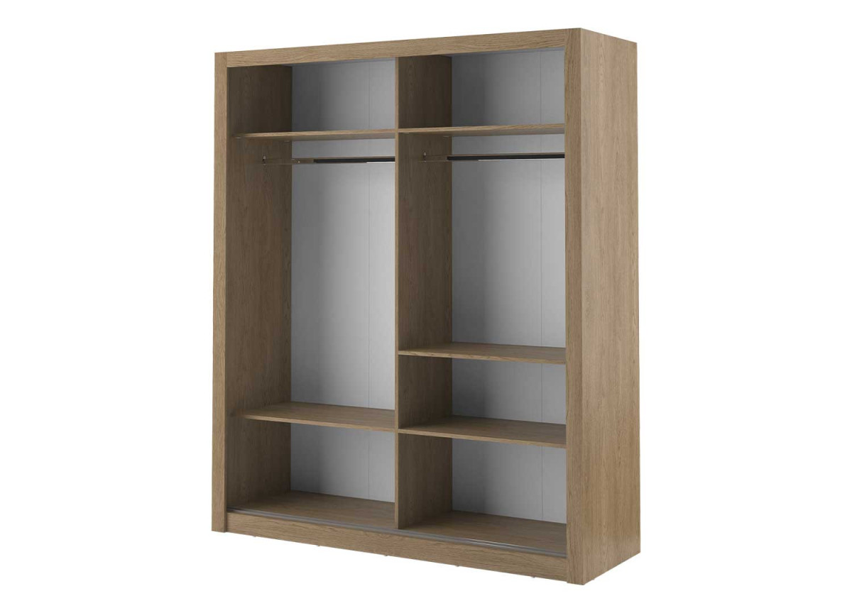 Armoire 2 portes coulissantes avec miroir Chêne Shetland