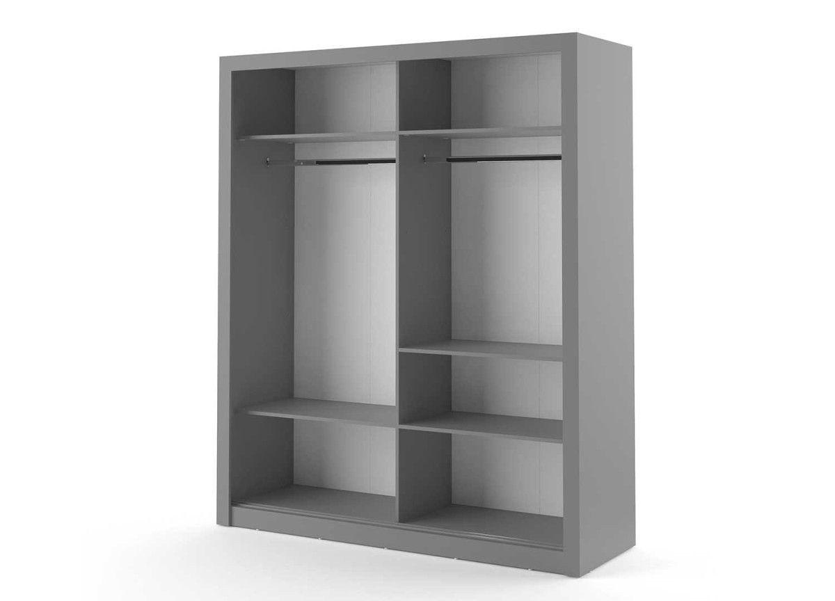 Armoire 2 portes coulissantes avec miroir grise