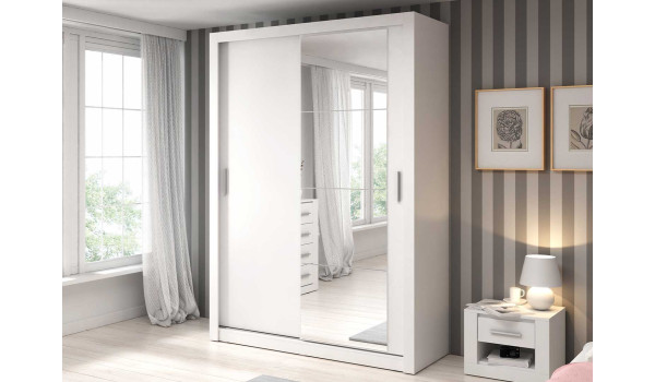 Armoire portes coulissantes blanche avec miroir