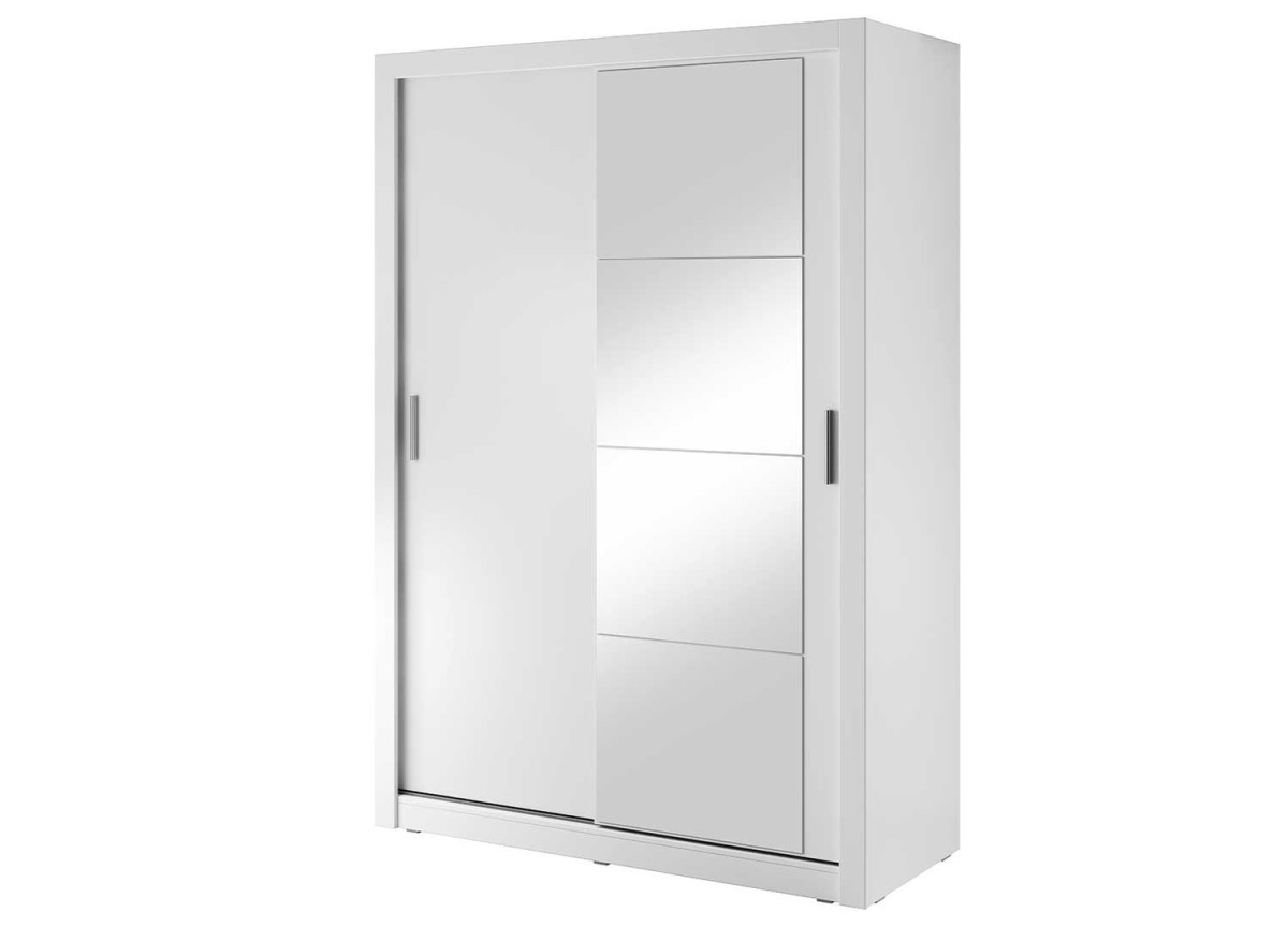 Armoire portes coulissantes blanche avec miroir