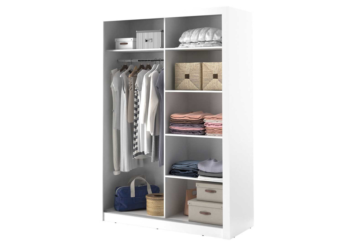 Armoire portes coulissantes blanche avec miroir