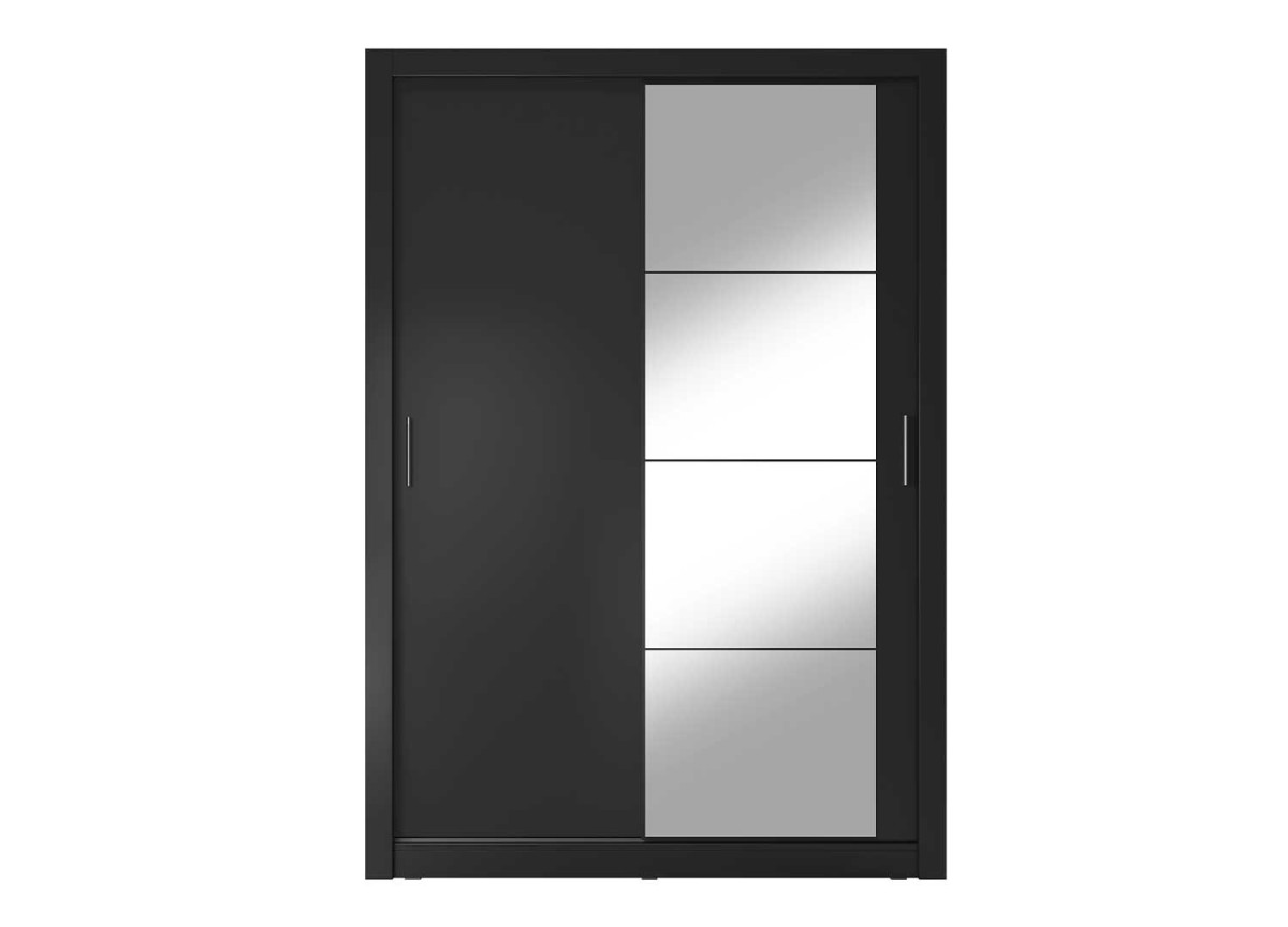 Armoire portes coulissantes noire avec miroir