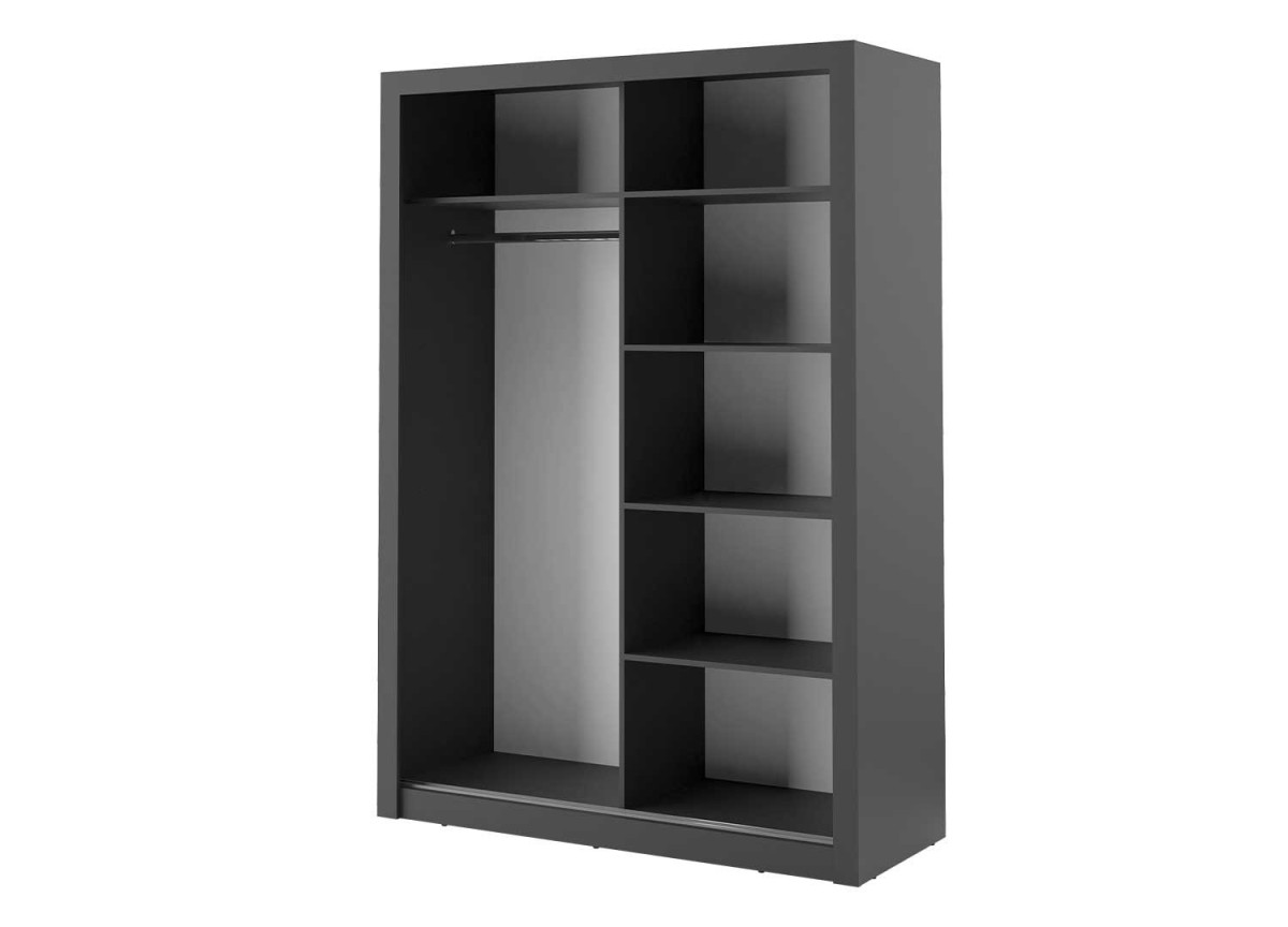 Armoire portes coulissantes noire avec miroir