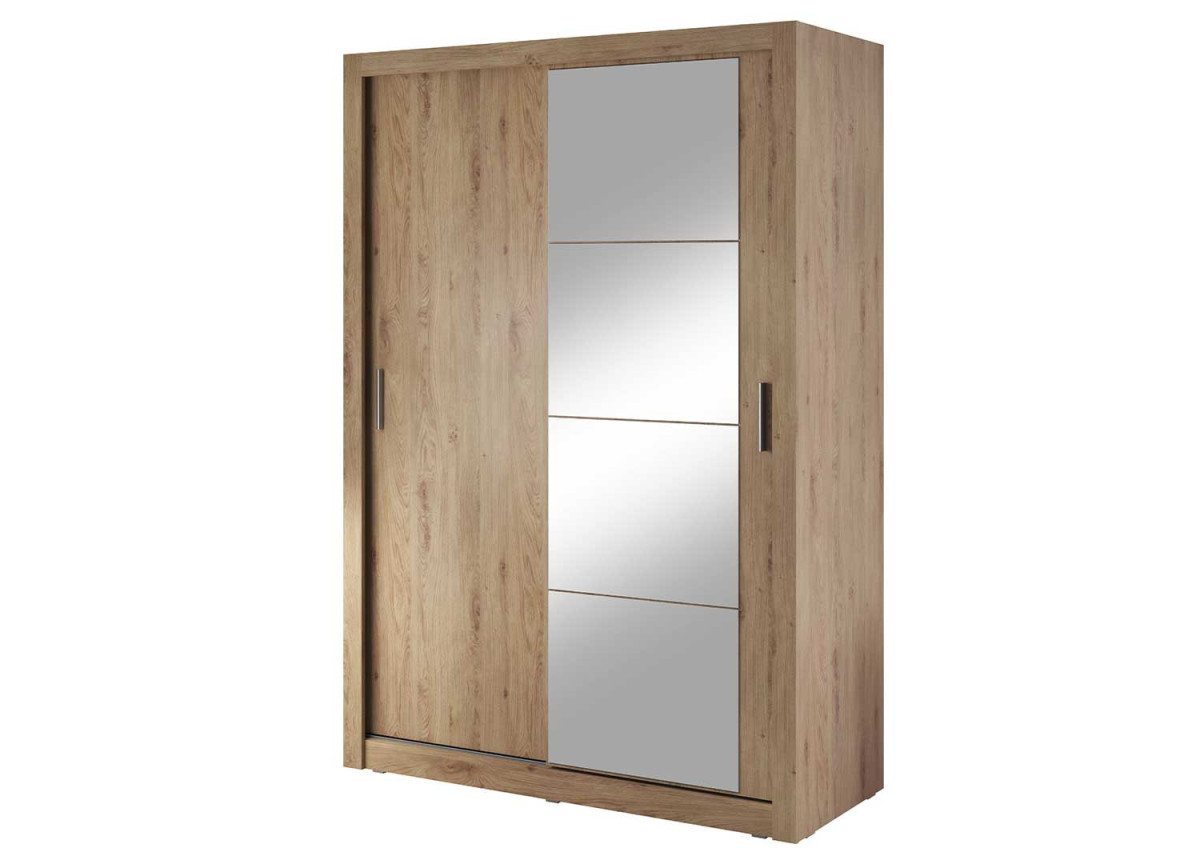 Armoire portes coulissantes déco chêne Shetland avec miroir