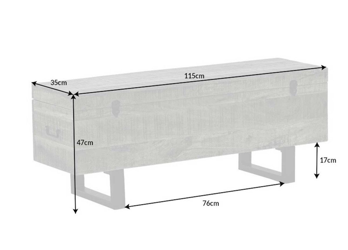 Banc Coffre Industriel Bois Gris et Métal