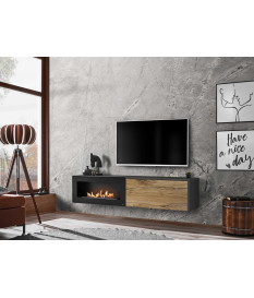Meuble Télé mural avec cheminée éthanol