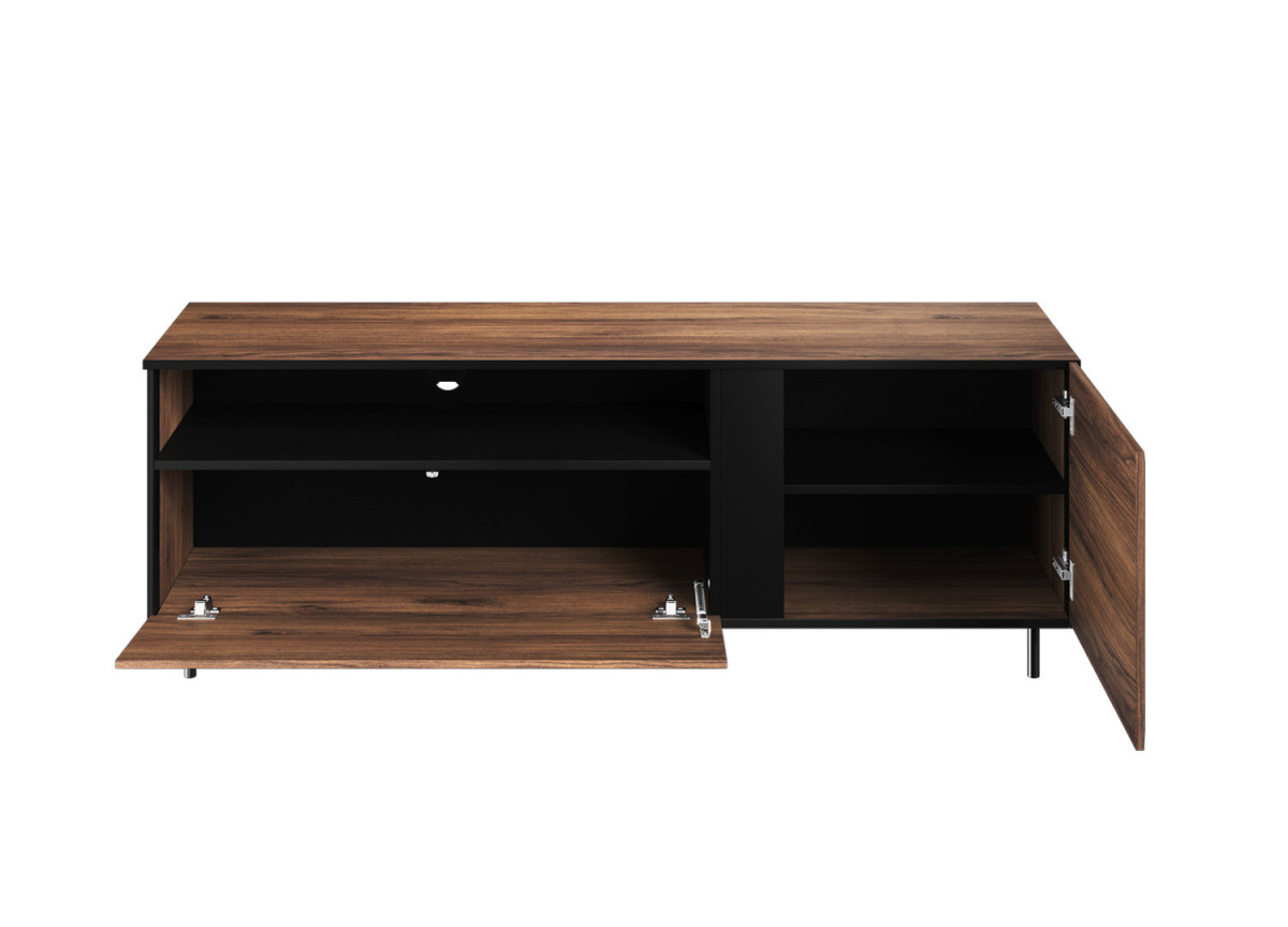 Meuble TV 155 cm chêne foncé et noir