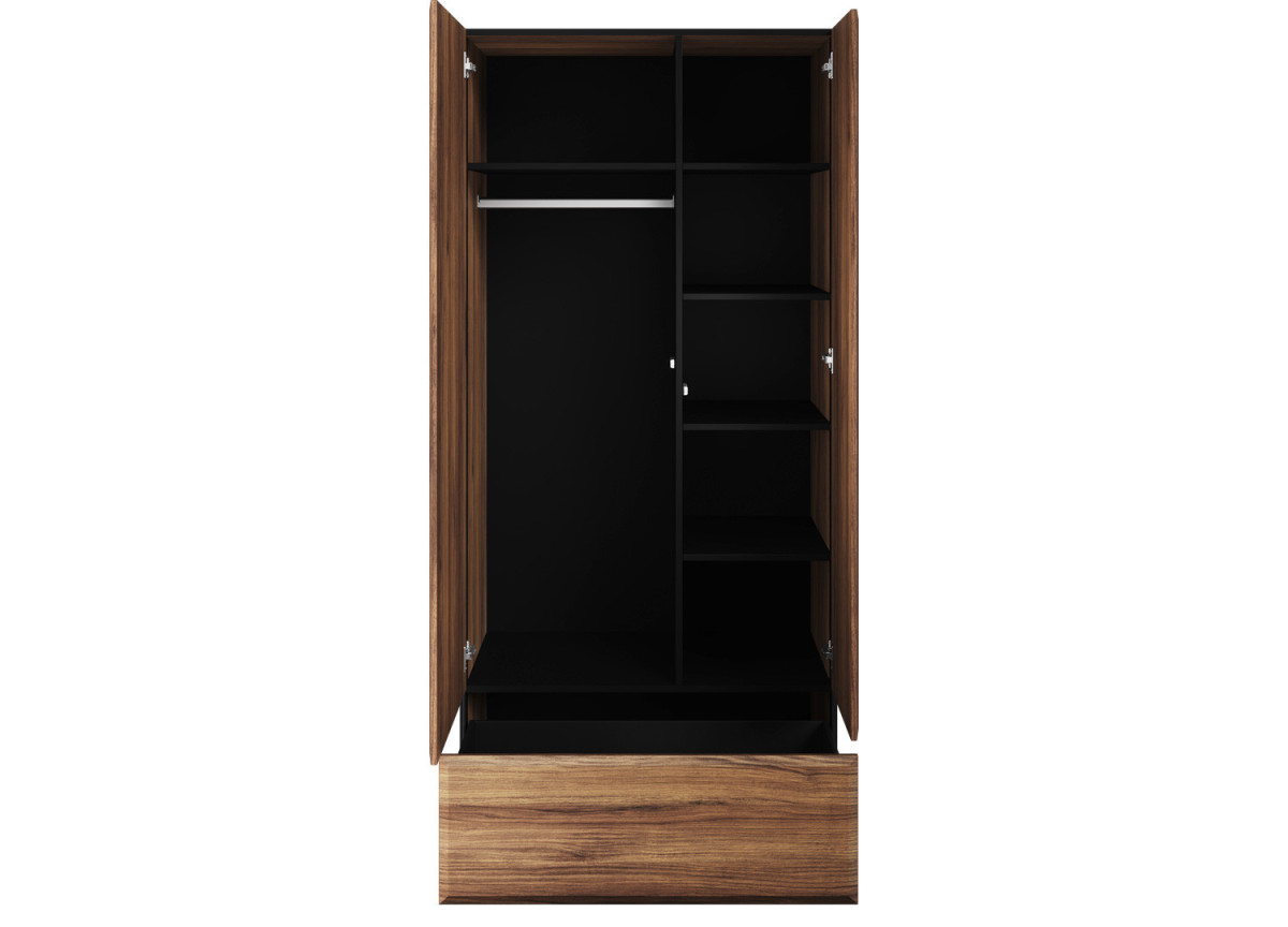 Armoire d'entrée penderie et rangement chêne foncé et noir