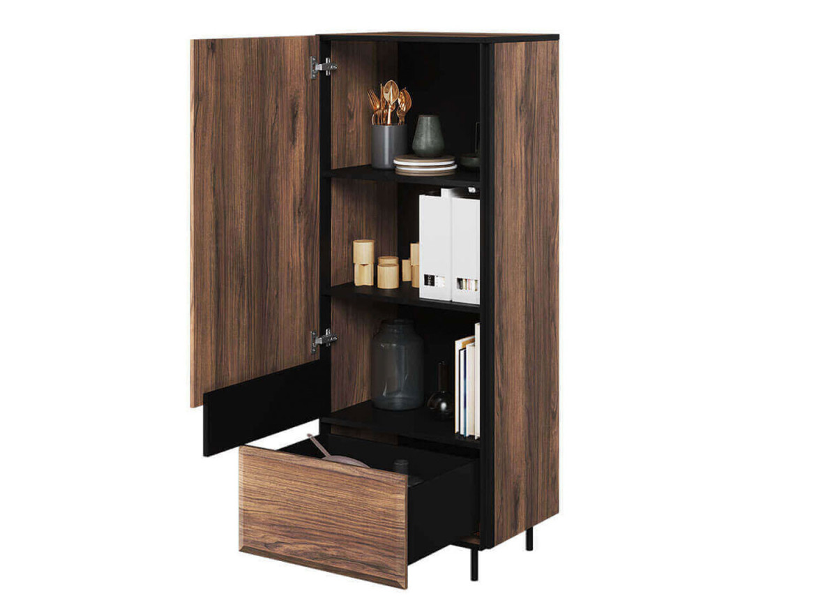 Meuble de rangement chêne foncé et noir