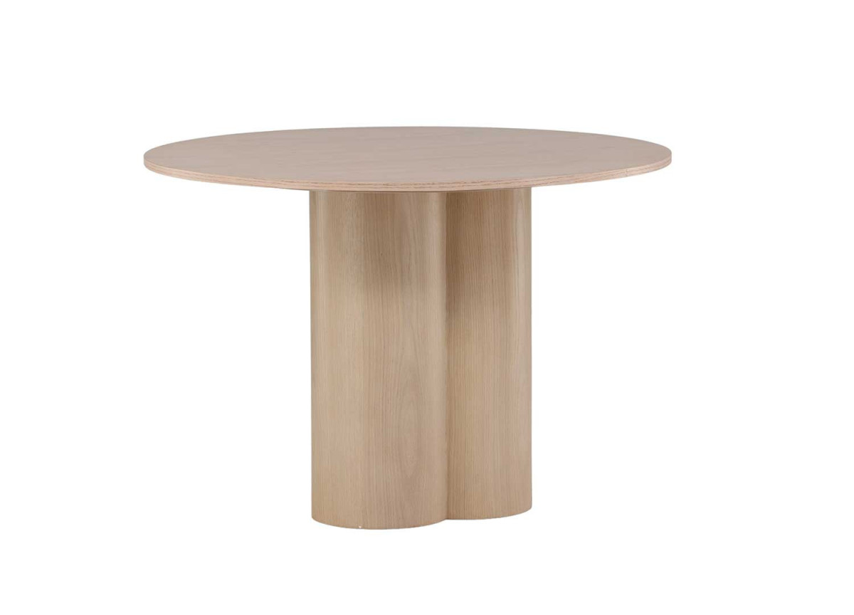 Table à manger ronde en bois 110 cm chêne chaulé