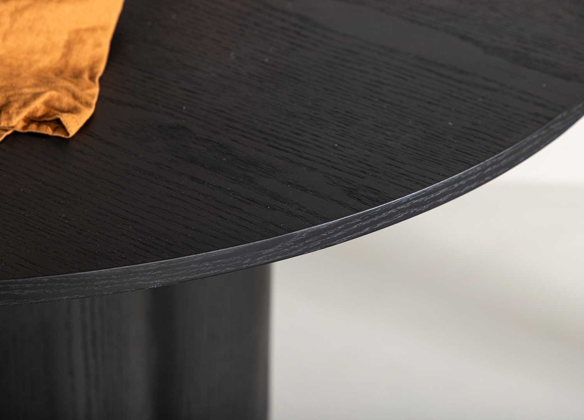 Table à manger ronde 110 cm en bois finition noir