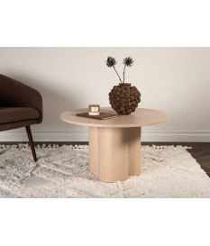 Table basse ronde en bois 80 cm chêne chaulé