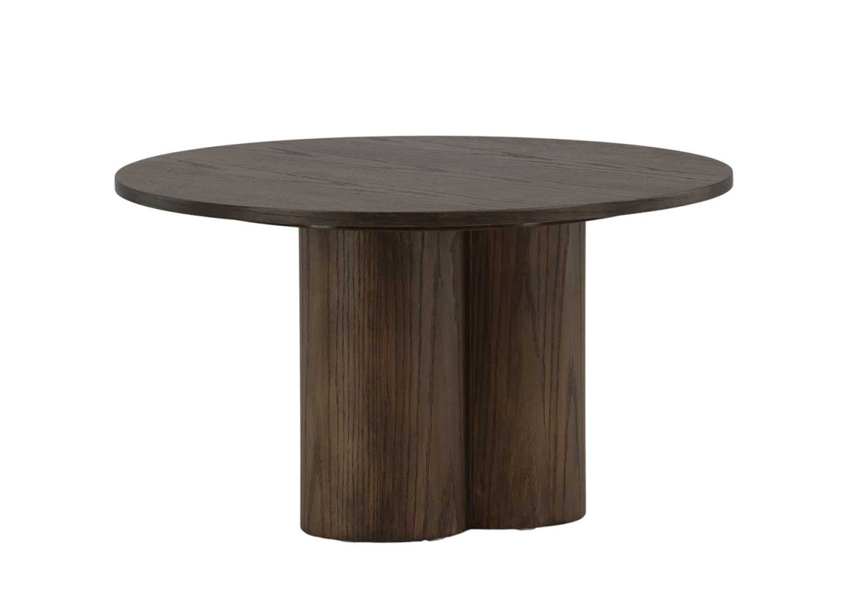 Table basse ronde moderne 80 cm en bois finition Moka