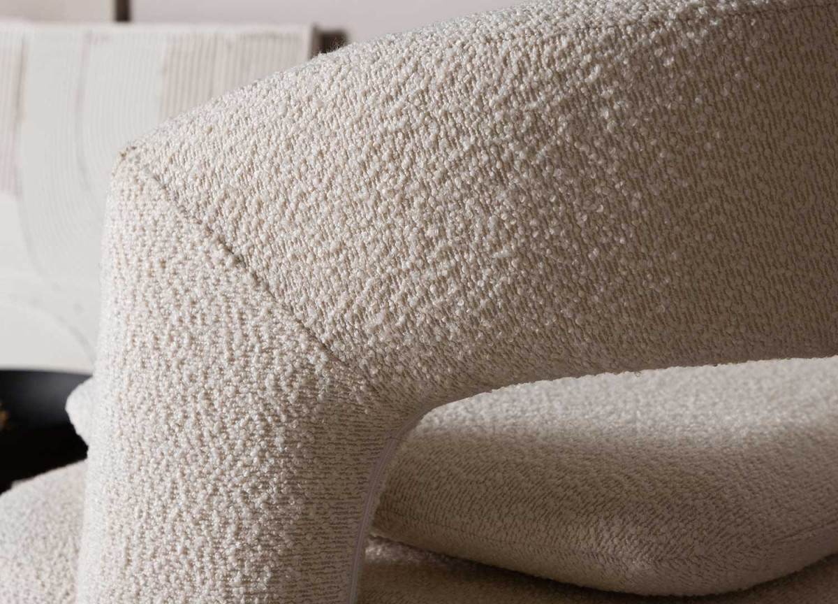 Fauteuil Rotatif Tissu Bouclé Blanc