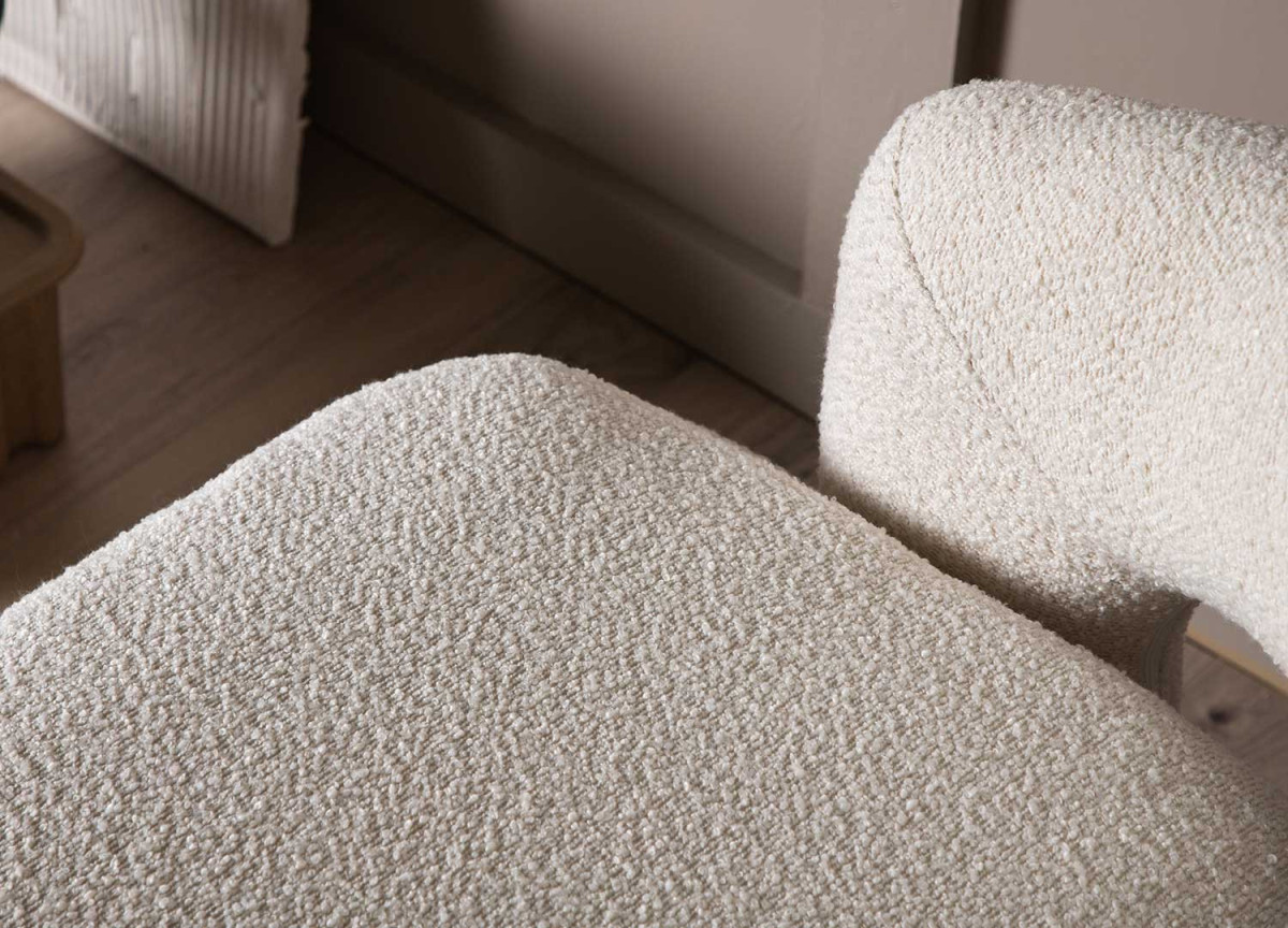 Fauteuil Rotatif Tissu Bouclé Blanc