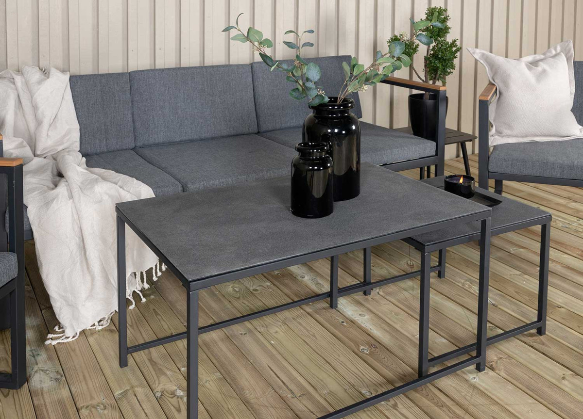 Salon de jardin contemporain gris, 5 places