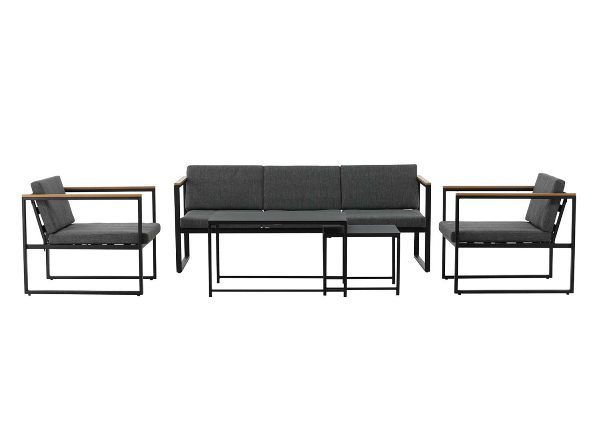 Salon de jardin contemporain gris, 5 places