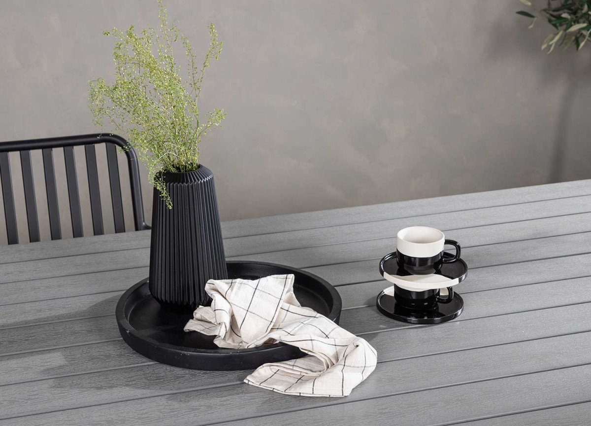 Table de jardin grise et blanche 200 cm