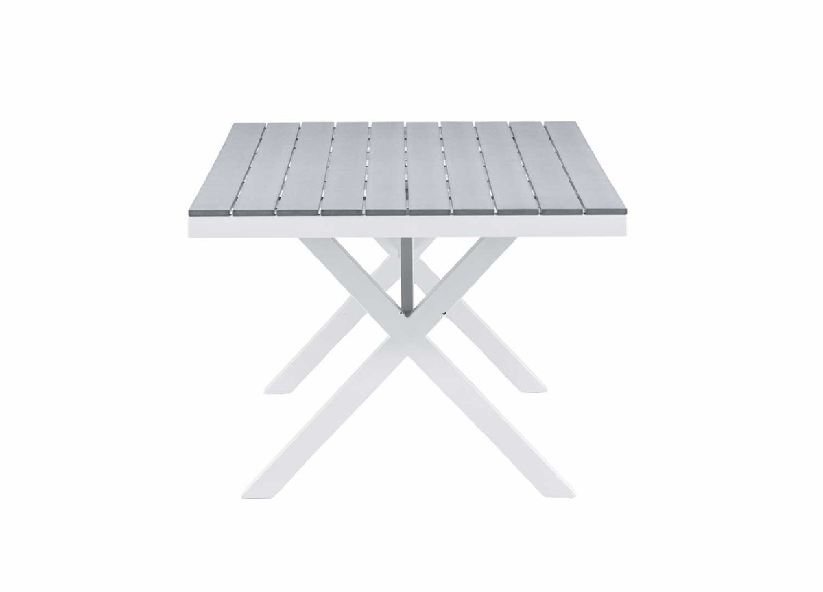 Table de jardin grise et blanche 200 cm