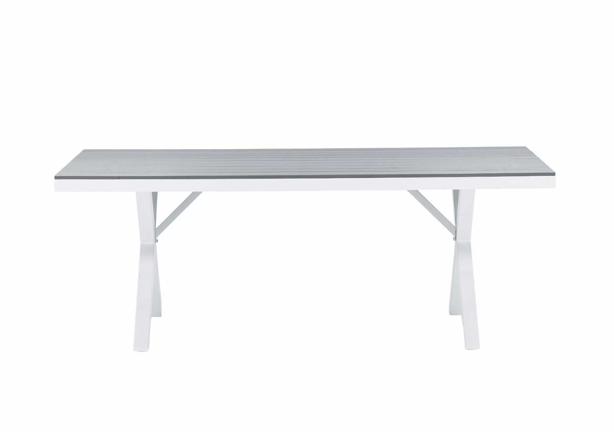 Table de jardin grise et blanche 200 cm