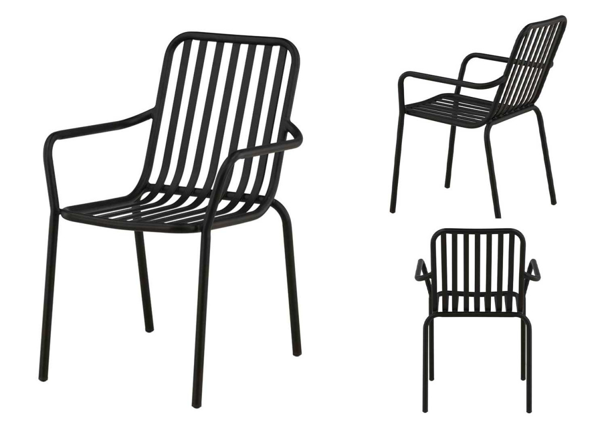 Chaises extérieurs en aluminium noir