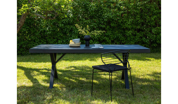 Table de jardin composite et aluminium noir 200 cm