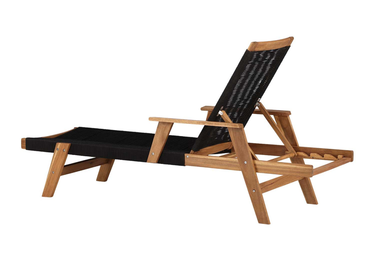 Bain de soleil en bois et cordage noir