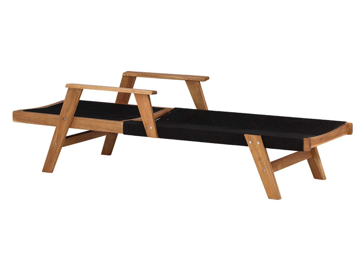 Bain de soleil en bois et cordage noir