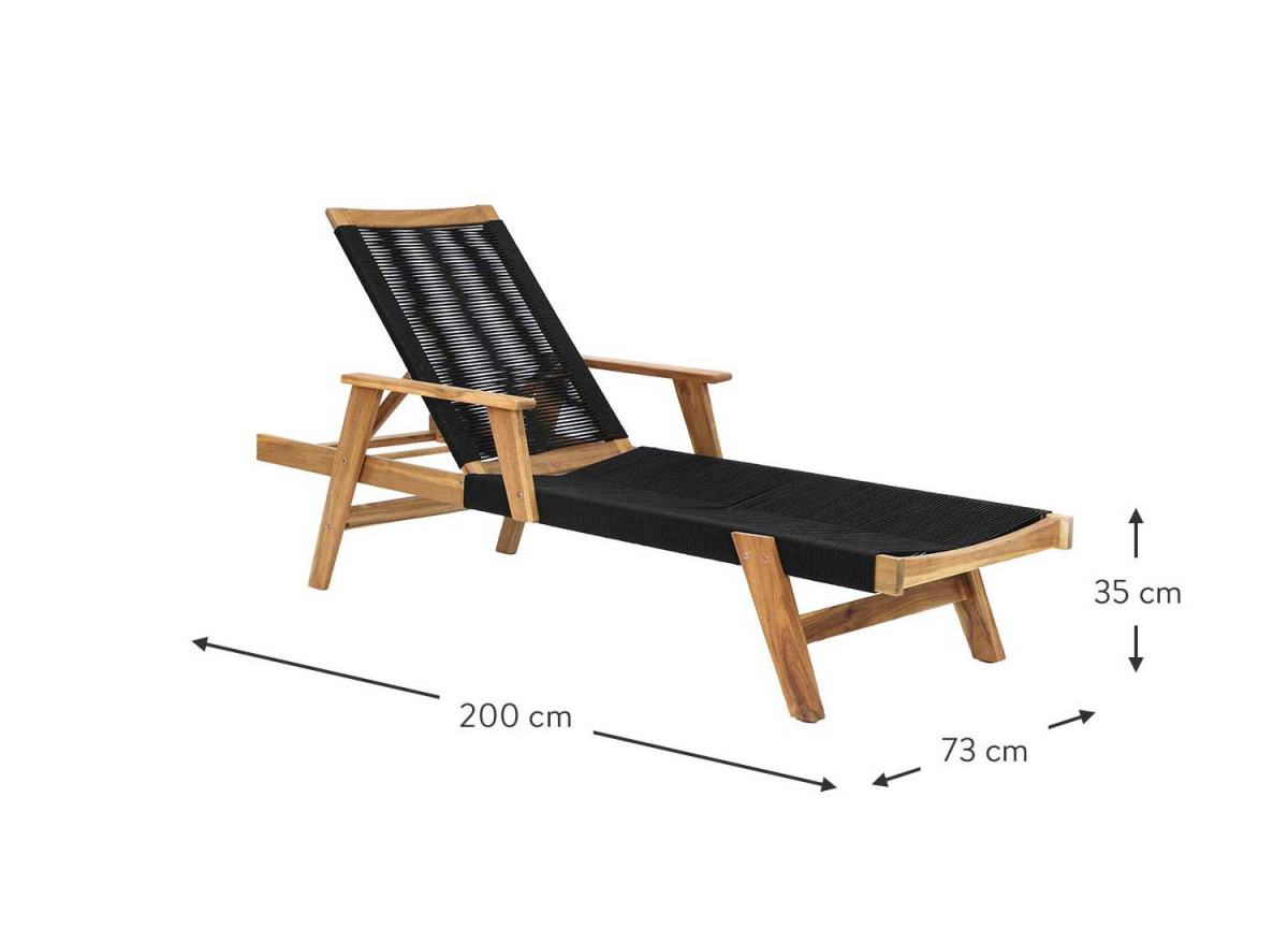 Bain de soleil en bois et cordage noir