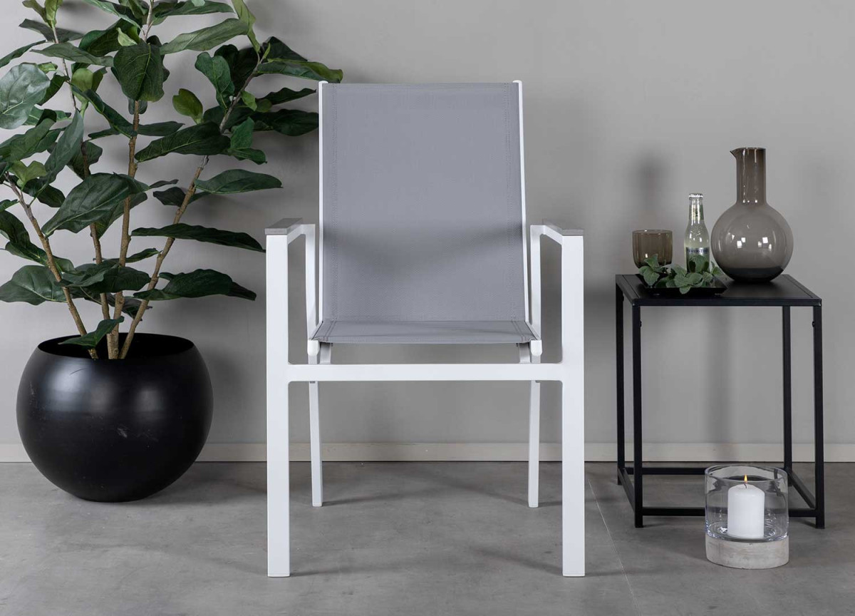 Chaises de jardin design grise et aluminium blanc